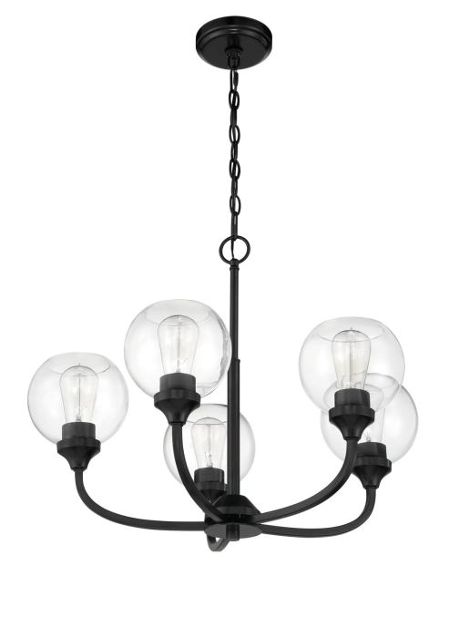 Glenda 5 Light Chandelier in Flat Black Chandelier Craftmade