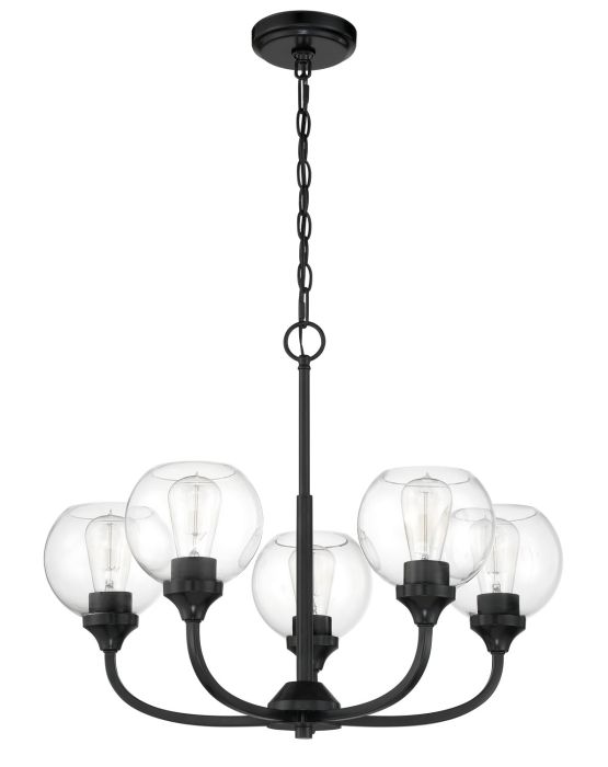 Glenda 5 Light Chandelier in Flat Black Chandelier Craftmade