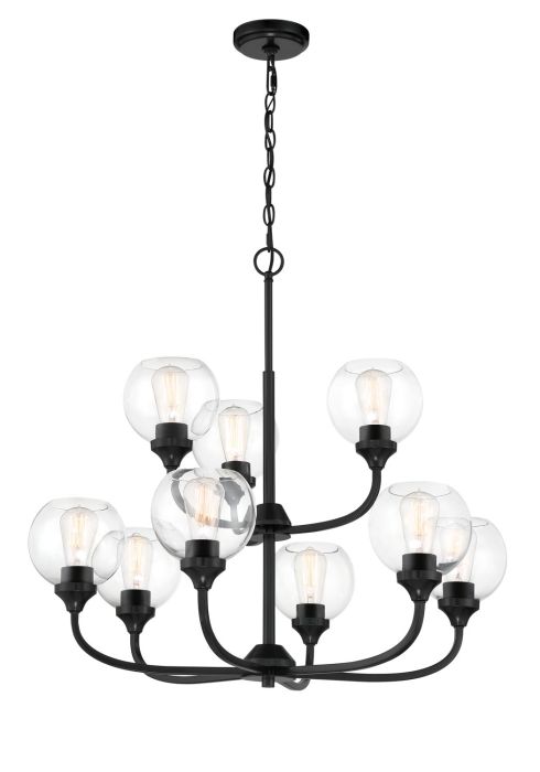 Glenda 9 Light Chandelier in Flat Black Chandelier Craftmade