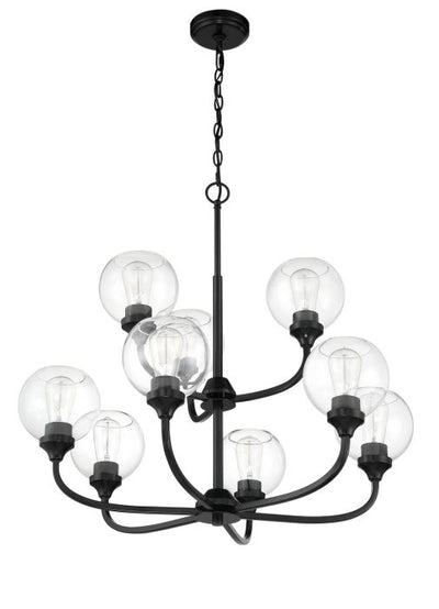 Glenda 9 Light Chandelier in Flat Black Chandelier Craftmade