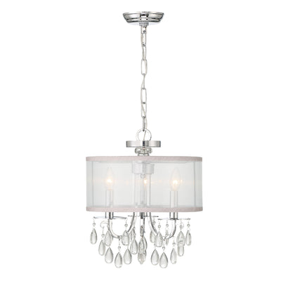 Hampton 3 Light Polished Chrome Clear Crystal Drum Shade Mini Chandelier Chandelier Crystorama