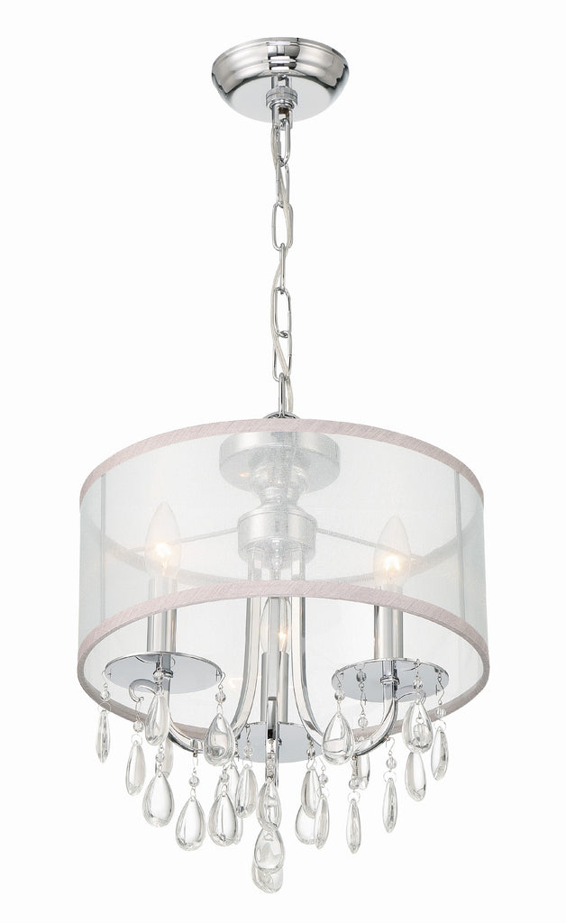 Hampton 3 Light Polished Chrome Clear Crystal Drum Shade Mini Chandelier Chandelier Crystorama