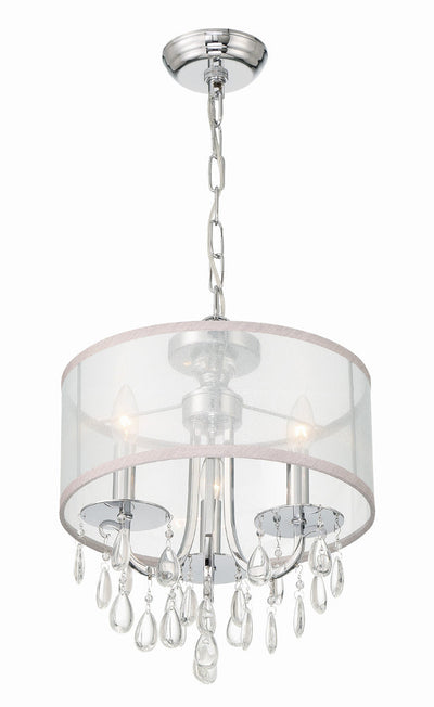 Hampton 3 Light Polished Chrome Clear Crystal Drum Shade Mini Chandelier Chandelier Crystorama