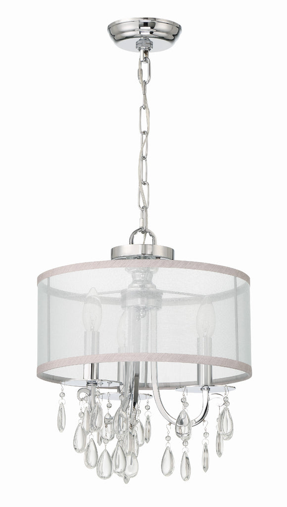 Hampton 3 Light Polished Chrome Clear Crystal Drum Shade Mini Chandelier Chandelier Crystorama