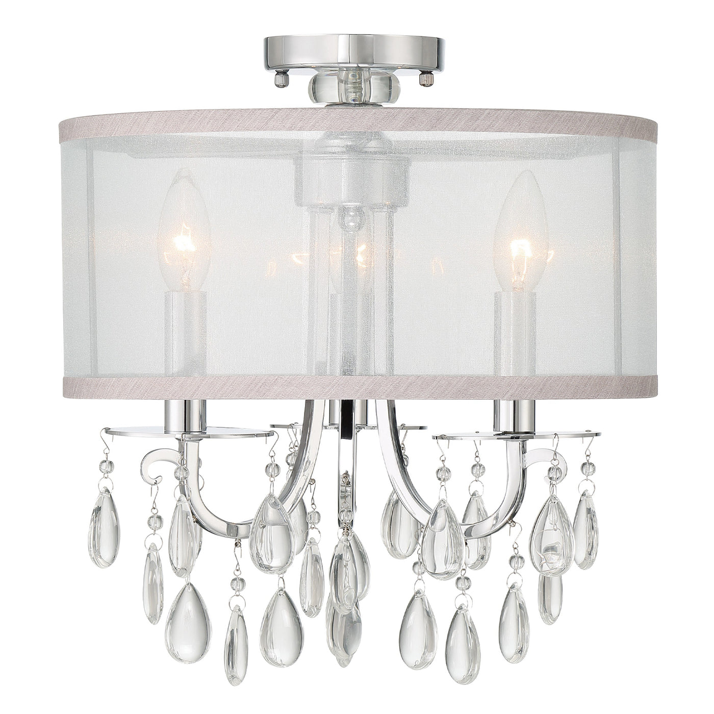 Hampton 3 Light Polished Chrome Semi Flush Mount Semi Flush Crystorama