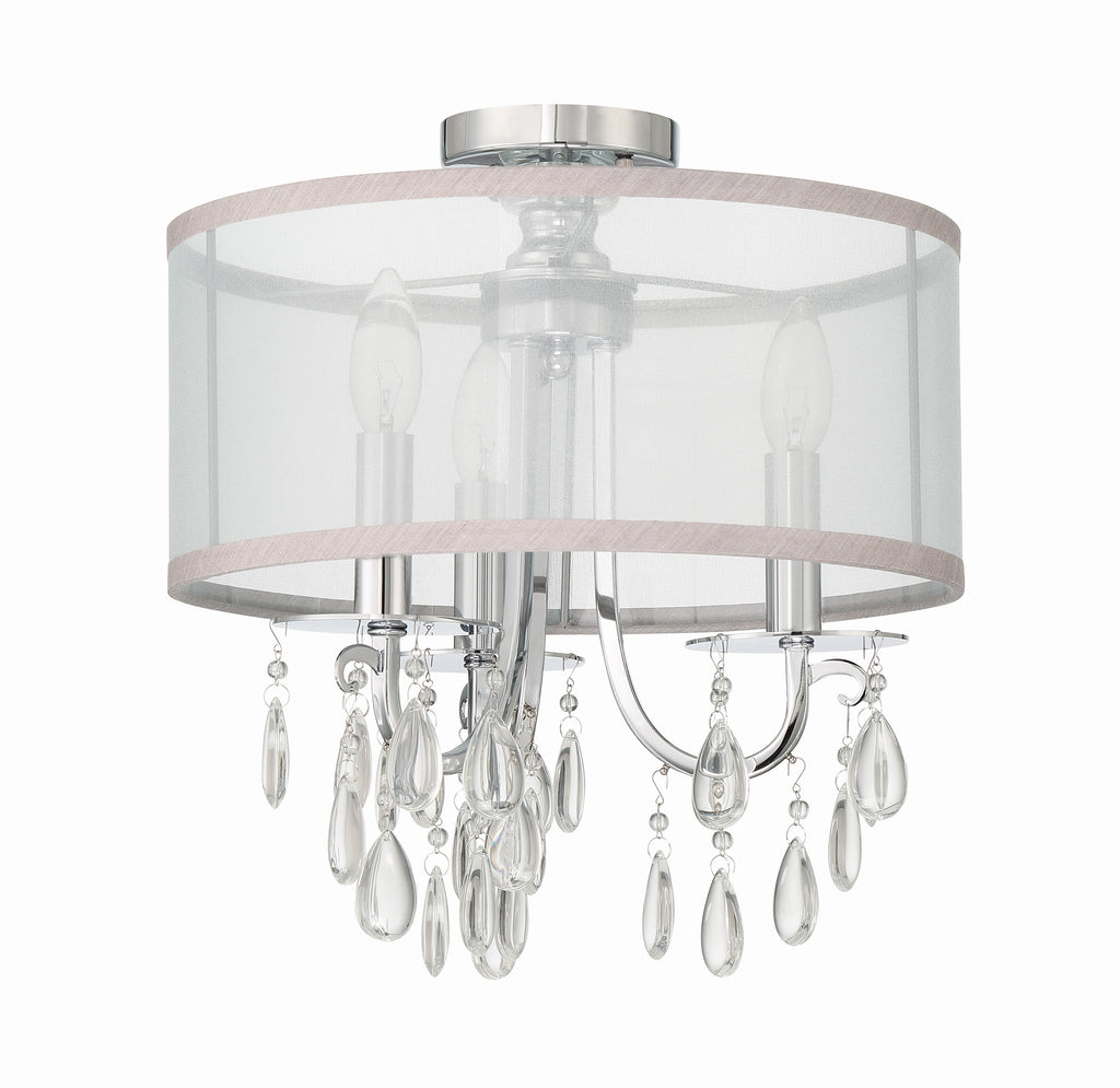 Hampton 3 Light Polished Chrome Semi Flush Mount Semi Flush Crystorama