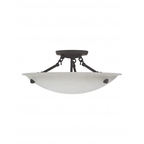 3 Light Bronze Ceiling Mount Semi Flush Livex
