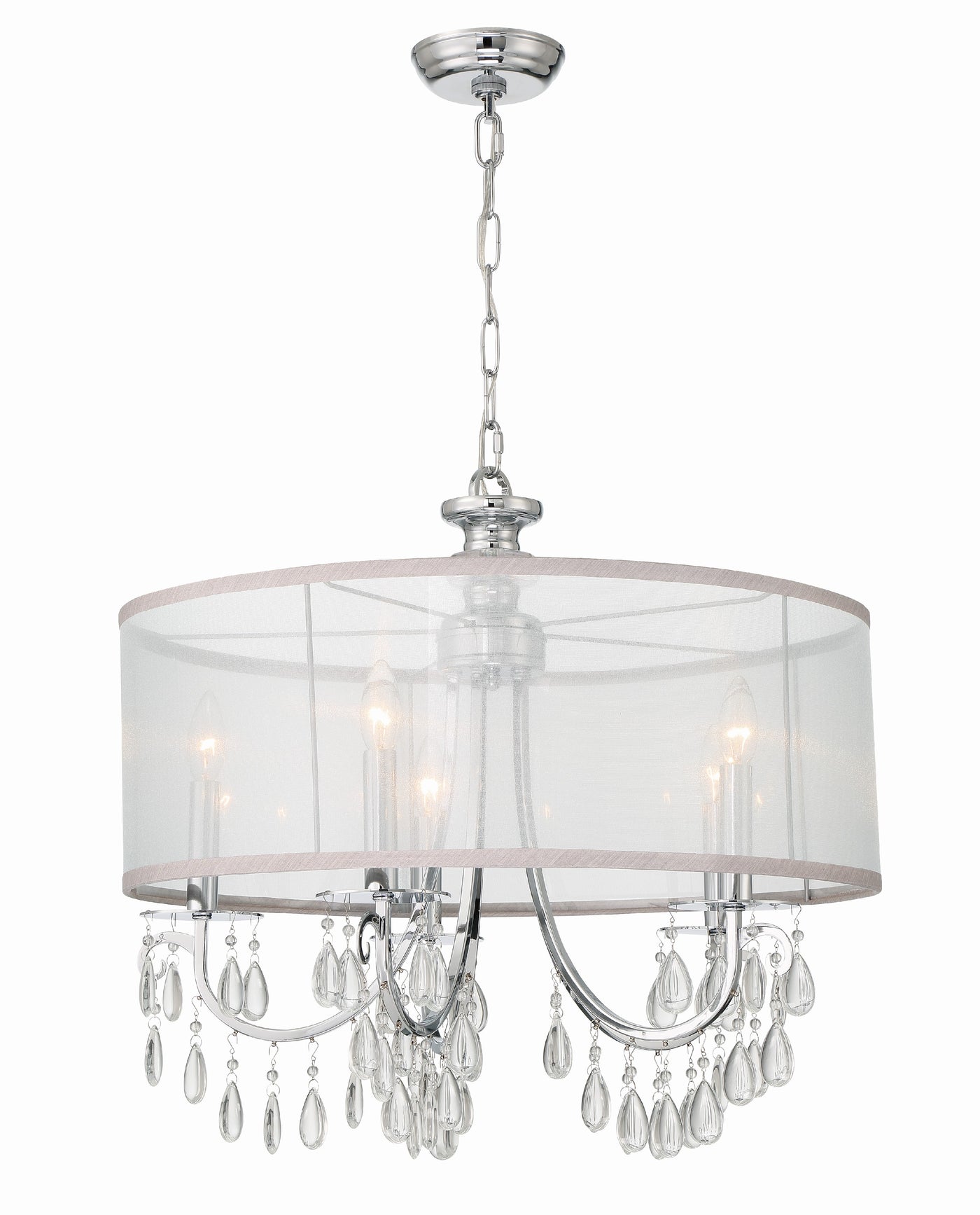 Hampton 5 Light Drum Shade Polished Chrome Chandelier Chandelier Crystorama