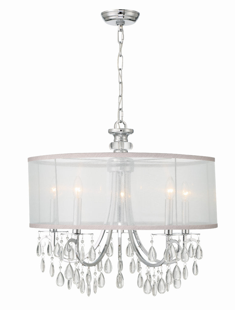 Hampton 5 Light Drum Shade Polished Chrome Chandelier Chandelier Crystorama