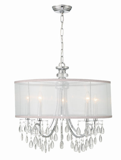 Hampton 5 Light Drum Shade Polished Chrome Chandelier Chandelier Crystorama