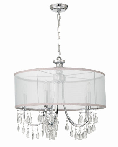 Hampton 5 Light Drum Shade Polished Chrome Chandelier Chandelier Crystorama