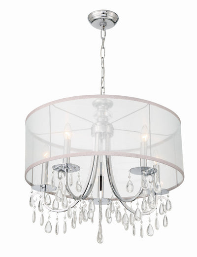 Hampton 5 Light Drum Shade Polished Chrome Chandelier Chandelier Crystorama