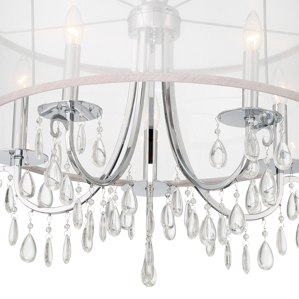 Hampton 5 Light Drum Shade Polished Chrome Chandelier Chandelier Crystorama