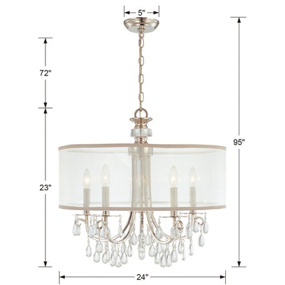 Hampton 5 Light Drum Shade Polished Chrome Chandelier Chandelier Crystorama