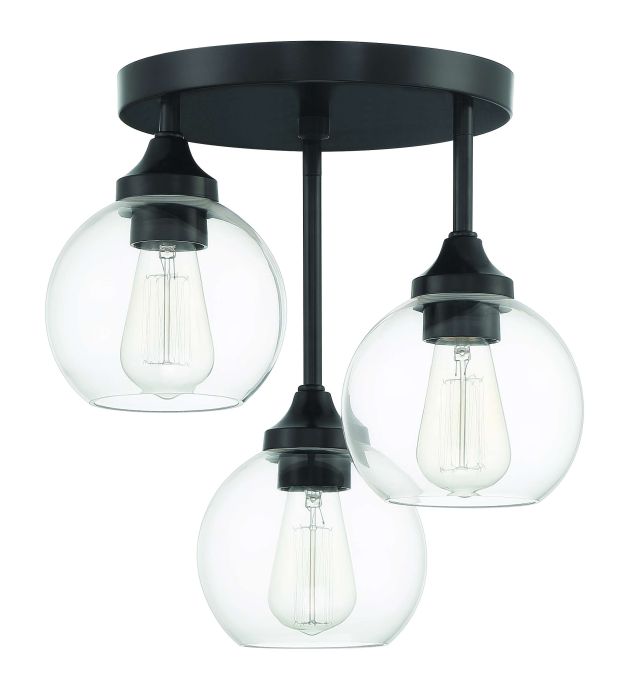 Glenda 3 Light Semi Flush in Flat Black Semi Flush Craftmade