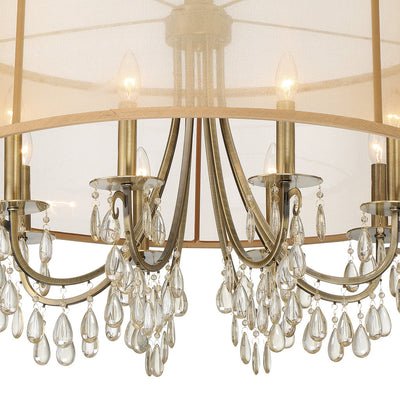 Hampton 8 Light Drum Shade Antique Brass Chandelier Chandelier Crystorama