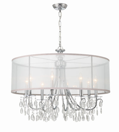 Hampton 8 Light Drum Shade Polished Chrome Chandelier Chandelier Crystorama