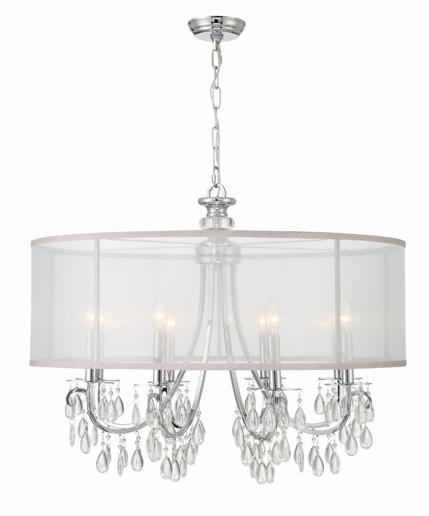 Hampton 8 Light Drum Shade Polished Chrome Chandelier Chandelier Crystorama