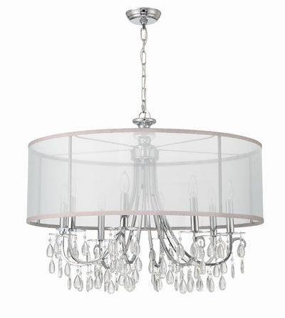 Hampton 8 Light Drum Shade Polished Chrome Chandelier Chandelier Crystorama