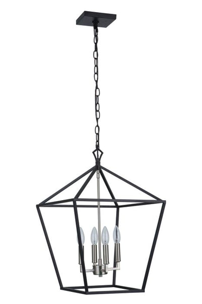 Flynt II 4 Light 16" Foyer in Flat Black/Brushed Polished Nickel Pendant Craftmade