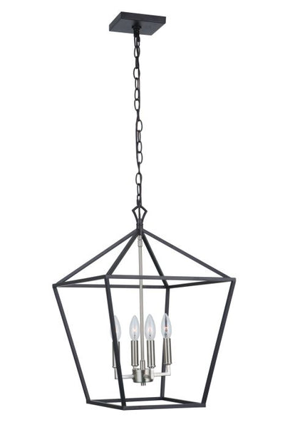 Flynt II 4 Light 16" Foyer in Flat Black/Brushed Polished Nickel Pendant Craftmade