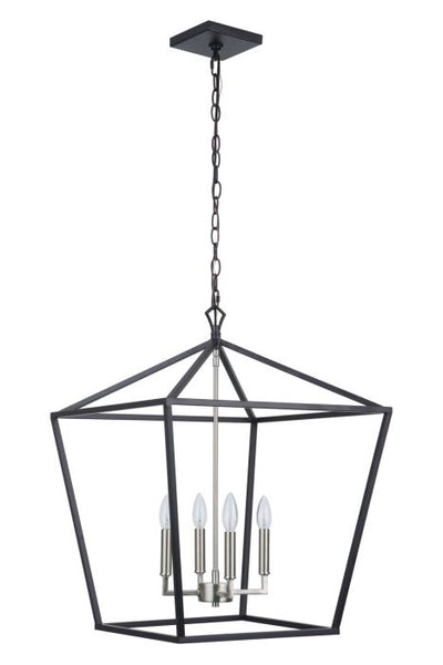 Flynt II 4 Light 20" Foyer in Flat Black/Brushed Polished Nickel Pendant Craftmade