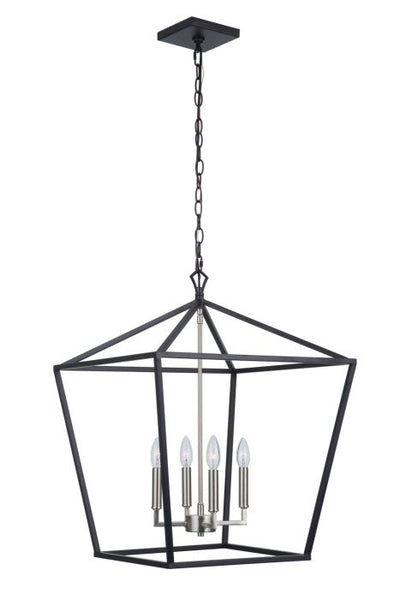 Flynt II 4 Light 20" Foyer in Flat Black/Brushed Polished Nickel Pendant Craftmade