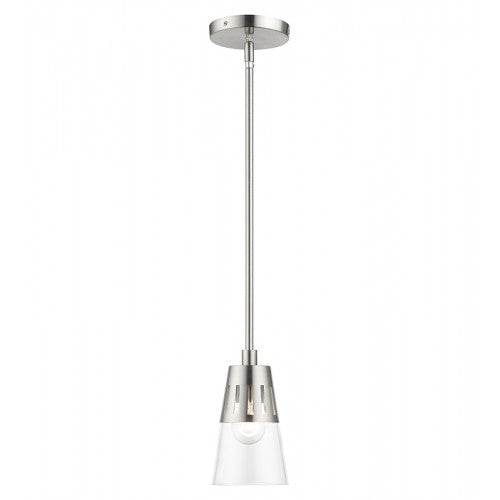 1 Light Brushed Nickel Mini Pendant Pendant Livex