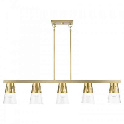 5 Light Natural Brass Large Linear Chandelier Linear Livex