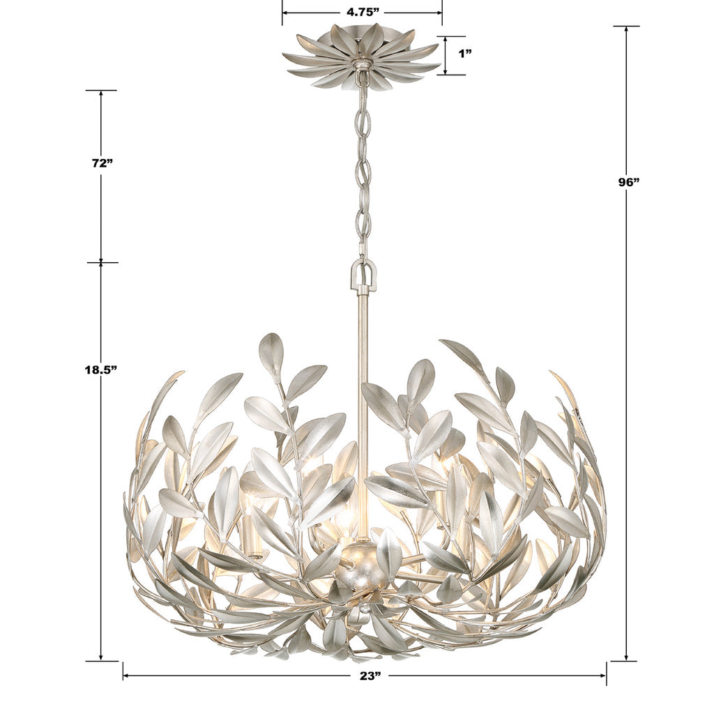 Broche 5 Light Antique Silver Chandelier Chandelier Crystorama