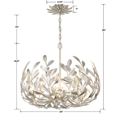 Broche 5 Light Antique Silver Chandelier Chandelier Crystorama