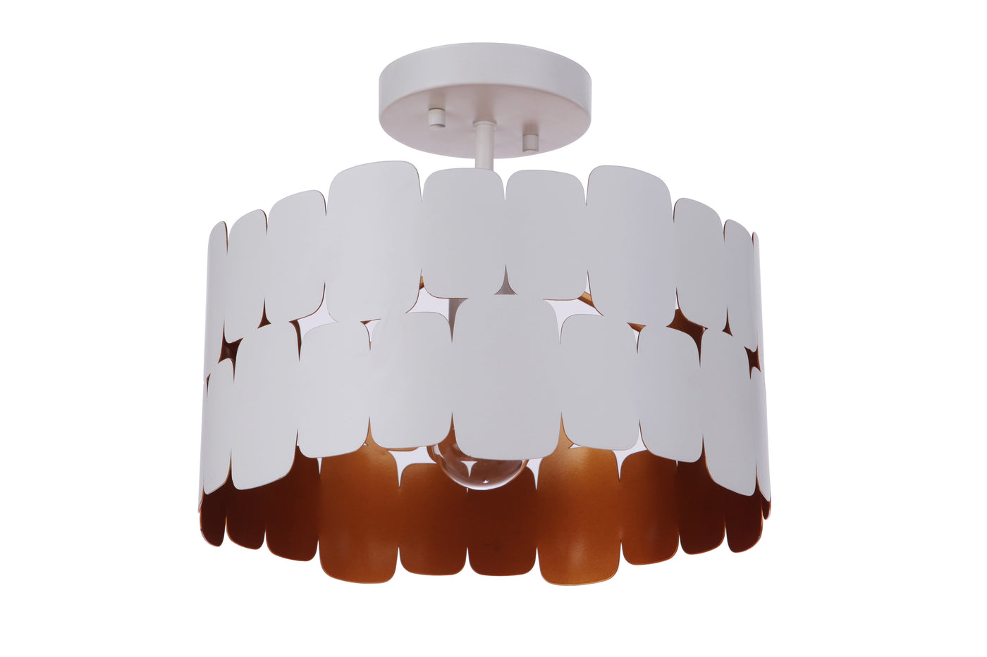 Sabrina 1 Light Convertible Semi Flush in Matte White/Gold Luster Semi Flush Craftmade