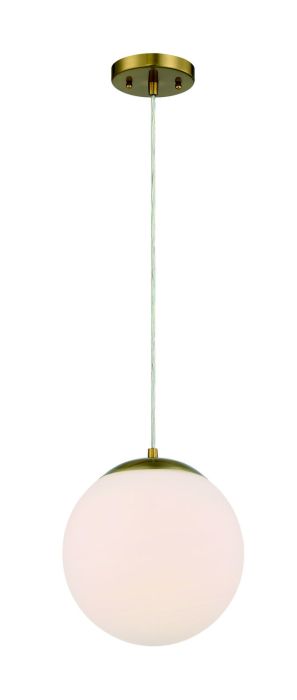 Gaze 1 Light 10" Pendant in Satin Brass (White Glass) Pendant Craftmade