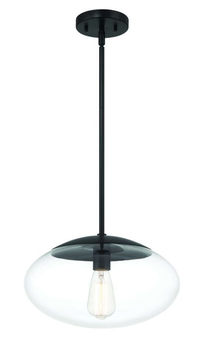 Gaze 14" 1 Light Oval Pendant in Flat Black Pendant Craftmade