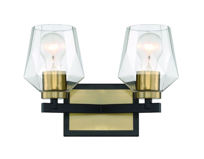 Avante Grand 2 Light Vanity in Flat Black/Satin Brass Bath and Vanity Craftmade