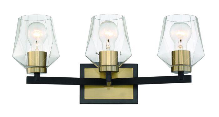 Avante Grand 3 Light Vanity in Flat Black/Satin Brass Bath and Vanity Craftmade