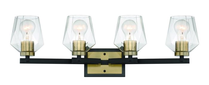 Avante Grand 4 Light Vanity in Flat Black/Satin Brass Bath and Vanity Craftmade