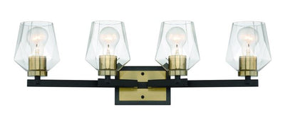 Avante Grand 4 Light Vanity in Flat Black/Satin Brass Bath and Vanity Craftmade