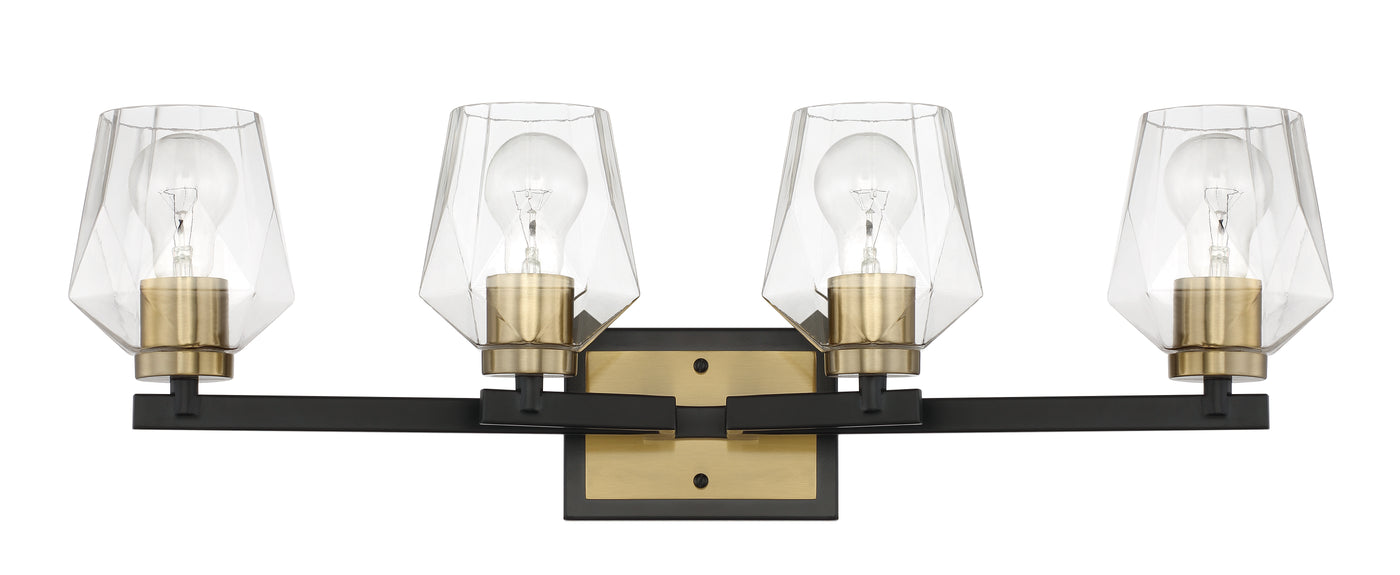 Avante Grand 4 Light Vanity in Flat Black/Satin Brass Bath and Vanity Craftmade