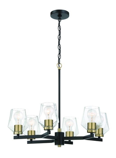 Avante Grand 6 Light Chandelier in Flat Black/Satin Brass Chandelier Craftmade