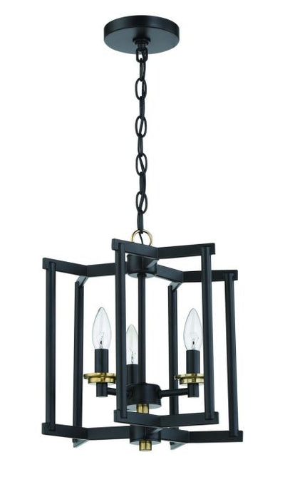 Avante Grand 3 Light Cage Convertible Semi Flush/Pendant in Flat Black/Satin Brass Semi Flush Craftmade