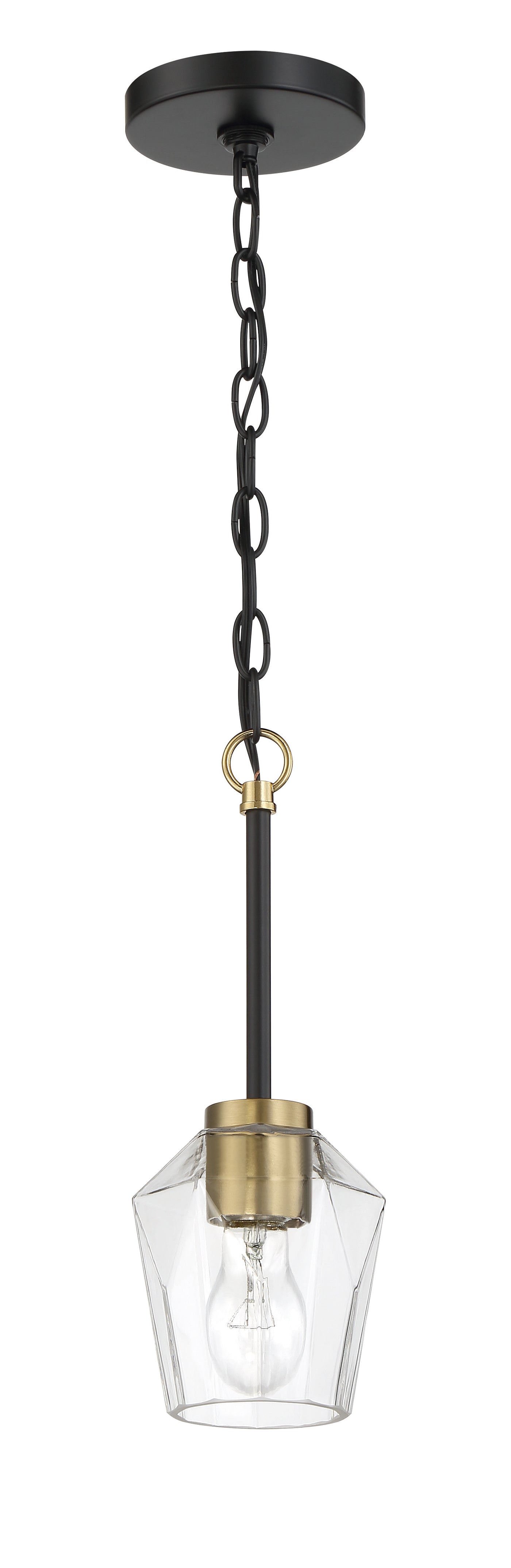 Avante Grand 1 Light Mini Pendant in Flat Black/Satin Brass Pendant Craftmade