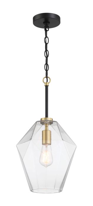 Avante Grand 1 Light Pendant in Flat Black/Satin Brass Pendant Craftmade