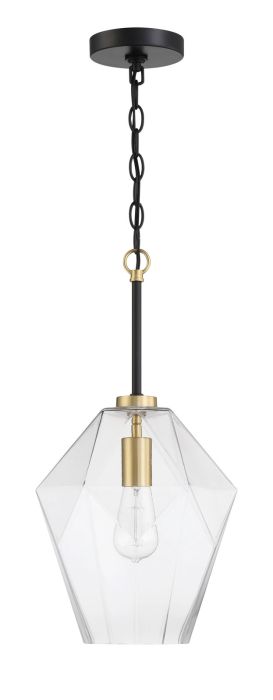 Avante Grand 1 Light Pendant in Flat Black/Satin Brass Pendant Craftmade