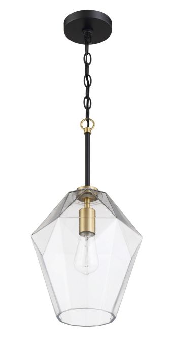 Avante Grand 1 Light Pendant in Flat Black/Satin Brass Pendant Craftmade