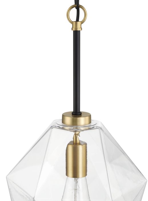 Avante Grand 1 Light Pendant in Flat Black/Satin Brass Pendant Craftmade