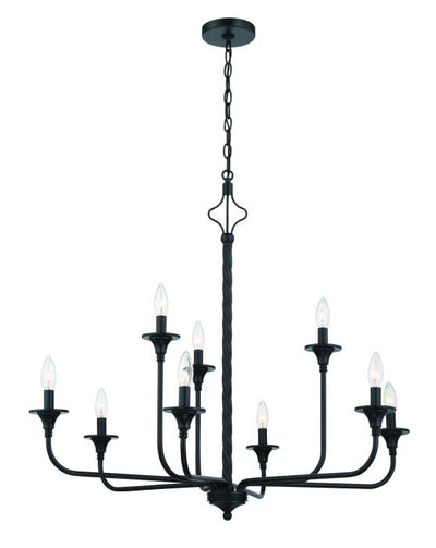 Jolenne 9  Light Two-Tier Chandelier in Flat Black Chandelier Craftmade