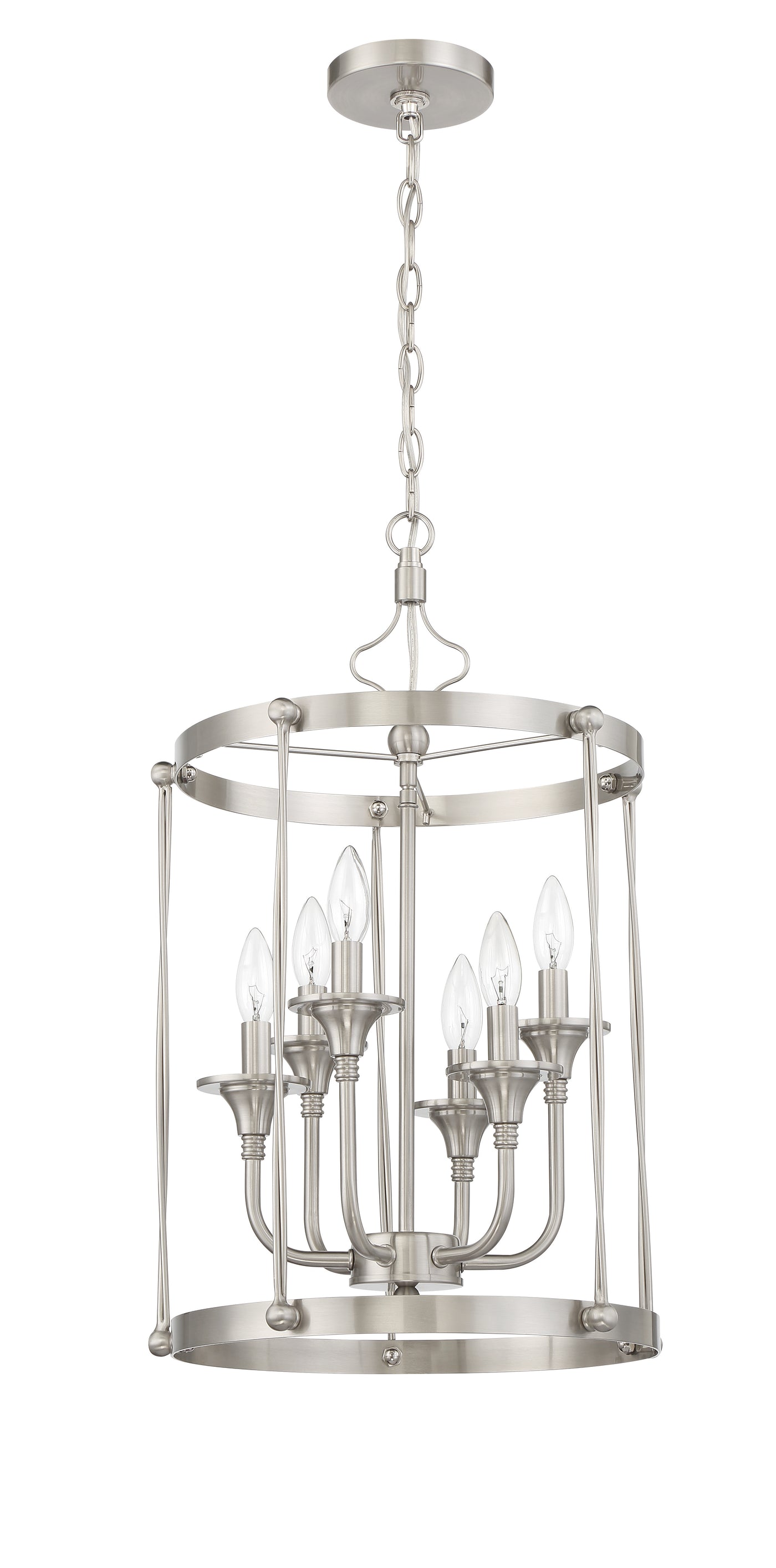 Jolenne 6 Light Cage Foyer Pendant in Brushed Polished Nickel Pendant Craftmade