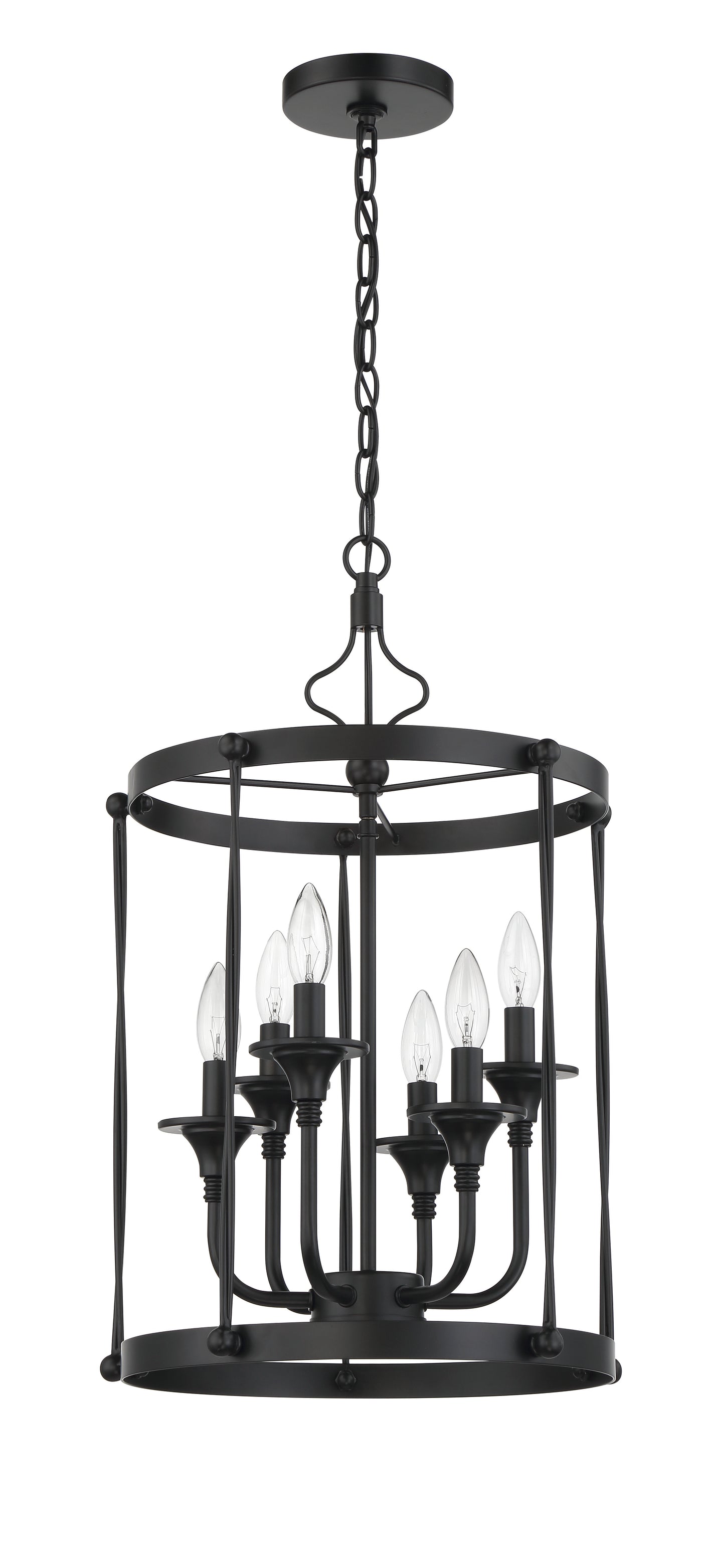 Jolenne 6 Light Cage Foyer Pendant in Flat Black Pendant Craftmade