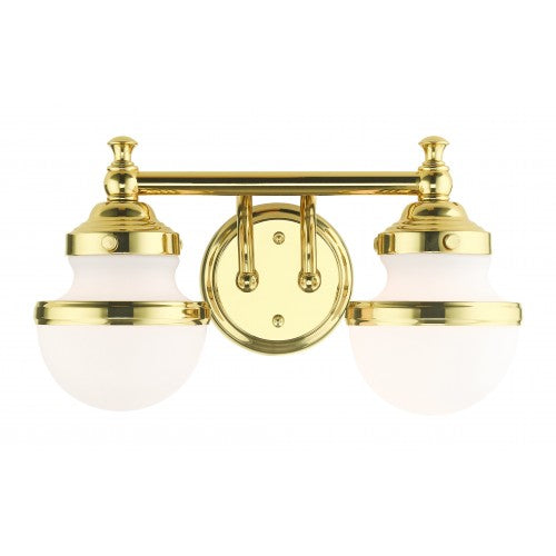 2 Light Polished Brass Bath Vanity Wall Sconce Livex